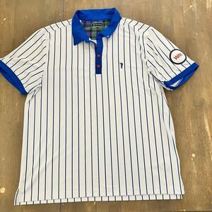Rare Bill Murray Shirt Mens XL White Striped Polo This Is The Year Chicago Cubs